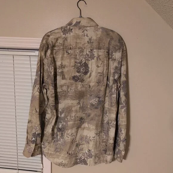 Tommy Bahama Indigo Palms Button-Down Shirt Men’s XL Tan Floral Long Sleeve - Picture 4 of 6